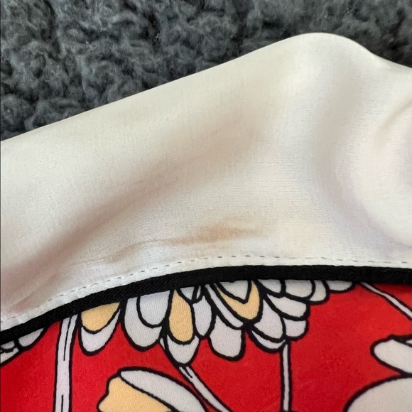 EXPRESS Reddish Orange/Multi Floral Bird Print Soft Bomber Jacket Women's Medium - Picture 11 of 11